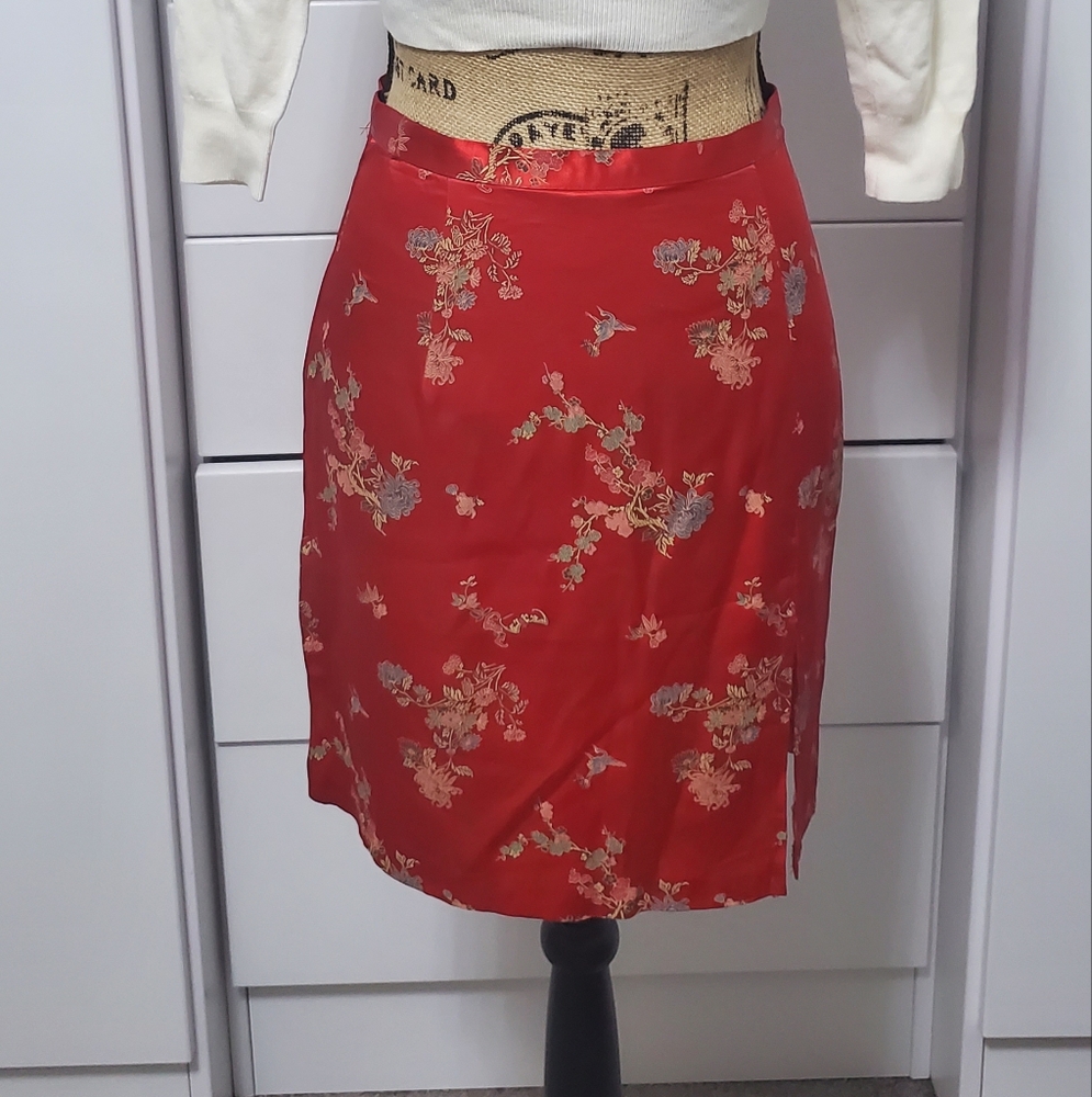Red Asian Style Skirt for Cocktail Events
